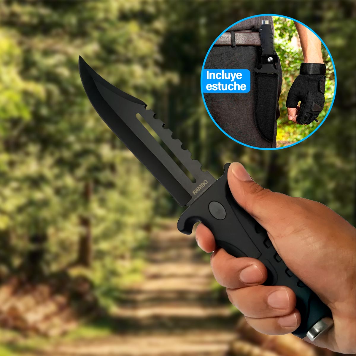 Miniatura 3 de Cuchillo Rambo Tactico Camping RMB01